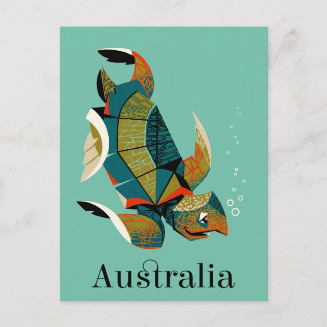 Cheery Australian Sea Turtle Postcard (Front)
