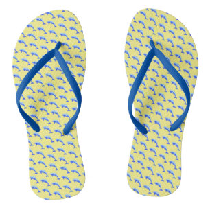 Cheery Blue Jumping Dolphin Ocean Cartoon Jandals