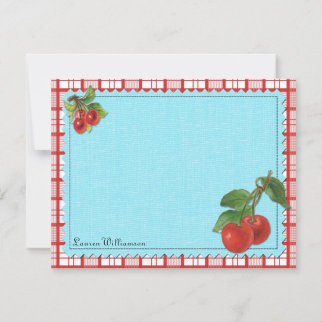 Cheery Cherry Personalised Flat Note Cards (Front)