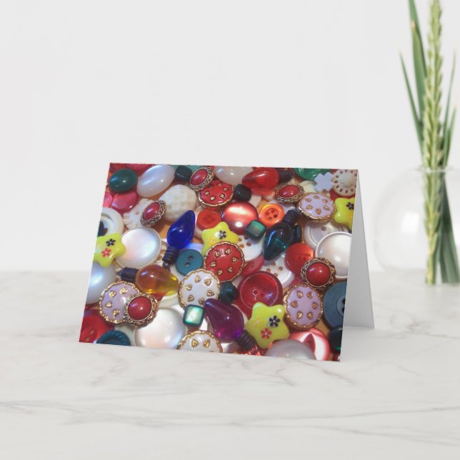 Cheery Christmas Button Collage Holiday Card (Front)