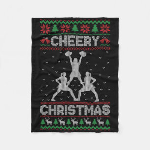 Cheery Christmas Cheerleader Practice Ugly Xmas Ch Fleece Blanket