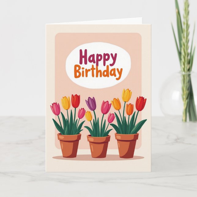 Cheery Flower Birthday Card (Front)