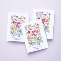 Cheery Happy Birthday Mum Watercolour Wildflower  