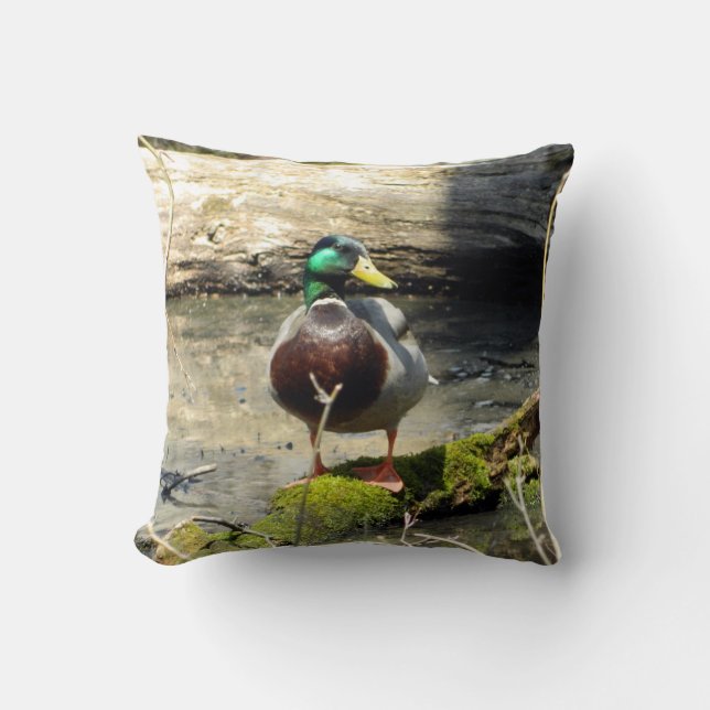 Cheery Mallard Duck (Male) Pillow (Front)