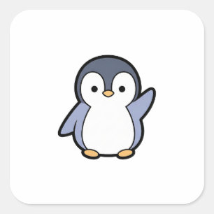 Cheery Penguin – Cute Kawaii Illustration Square Sticker