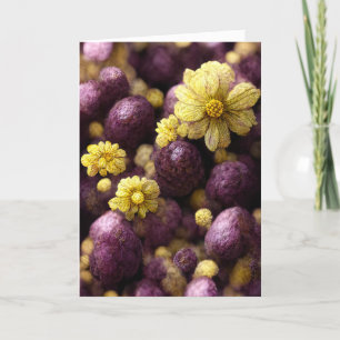 Cheery Purple & Yellow Floral Folded Note Card