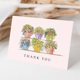 Cheery Spring Flower Market Blush Pink Thank You Card