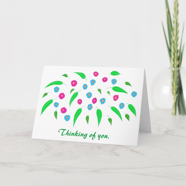 Cheery Spring Flowers Thinking of You Cards (Front)