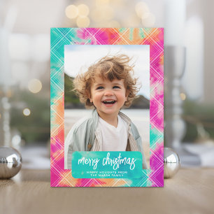 Cheery Tie Dye Family Merry Christmas  - Photo Holiday Card