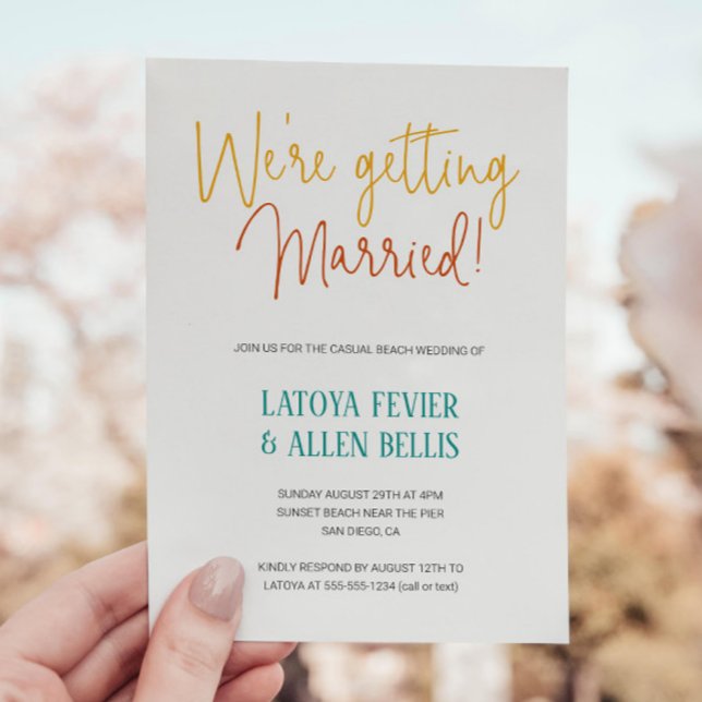 Cheery We're Getting Married Casual Beach Wedding Invitation (Creator Uploaded)