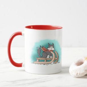 Cheery Winter Cartoon Cat Mug