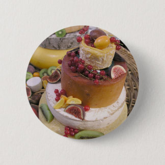 Cheese and fruit 6 cm round badge