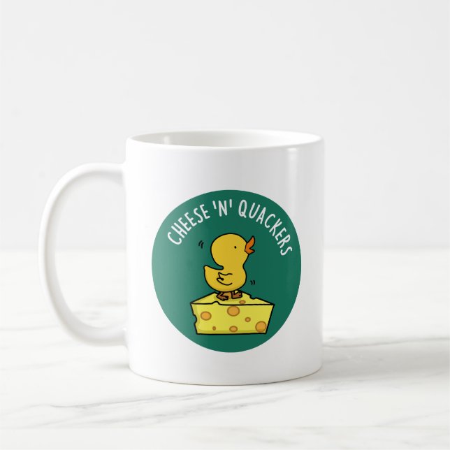 Cheese And Quackers Funny Duck Pun  Coffee Mug (Left)