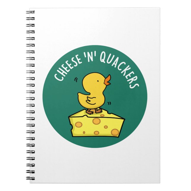 Cheese And Quackers Funny Food Pun Notebook (Front)