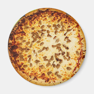 Cheese and Sausage Pizza Food Magnet