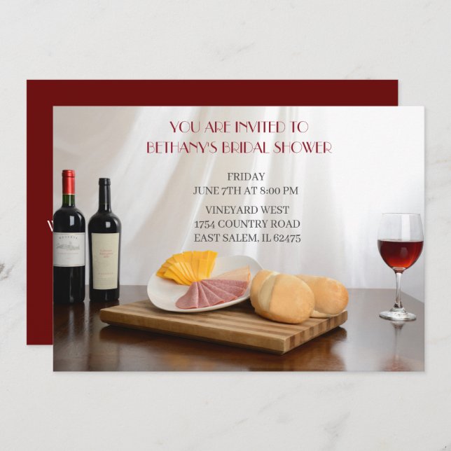 Cheese and wine bridal shower Invitation (Front/Back)