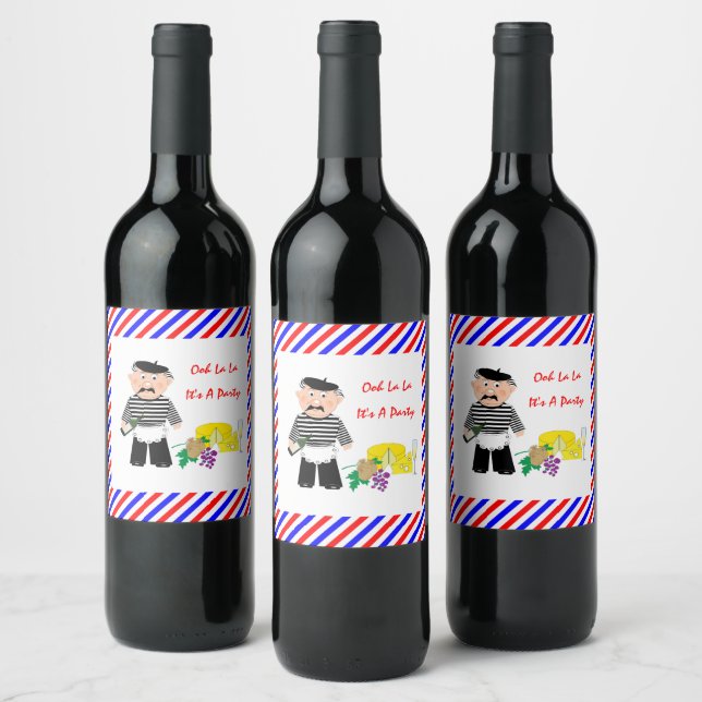 Cheese And Wine French Theme Fun Label (Bottles)