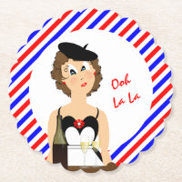 Cheese And Wine French Theme Fun Paper Coaster