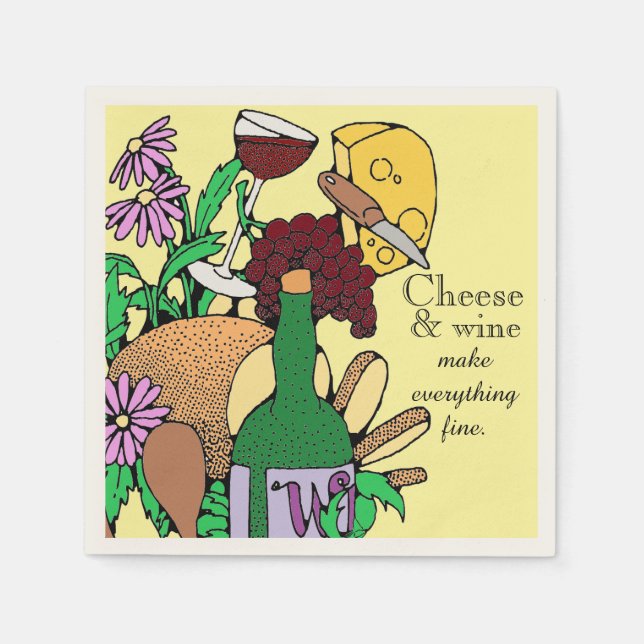 Cheese and Wine Lunch Napkin (Front)