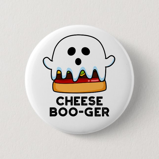 Cheese Boo-ger Funny Ghost Cheeseburger Pun  6 Cm Round Badge (Front)