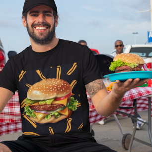 Cheese Burger and French Fries Food Humour Men's T-Shirt