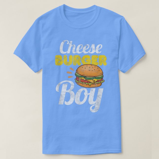 Cheese Burger Boy Hamburger Burger Distressed  T-Shirt (Design Front)