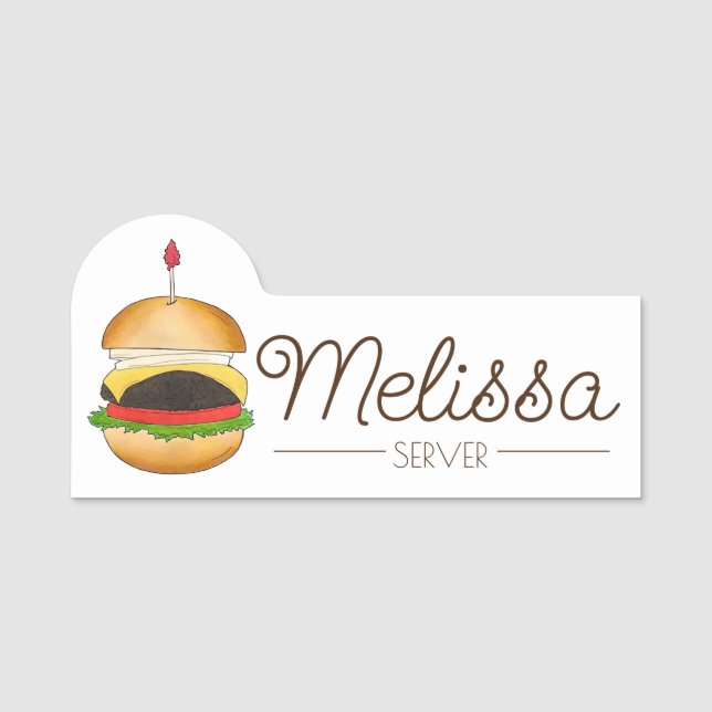 Cheese Burger Cheeseburger Bar Grille Restaurant Name Tag (Front)