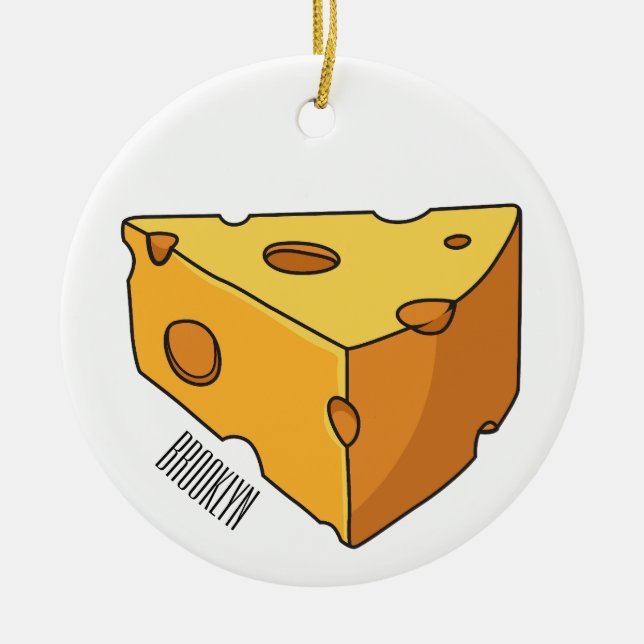 Cheese cartoon illustration ceramic tree decoration (Front)
