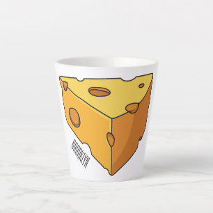 Cheese cartoon illustration  latte mug