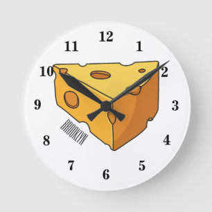 Cheese cartoon illustration round clock