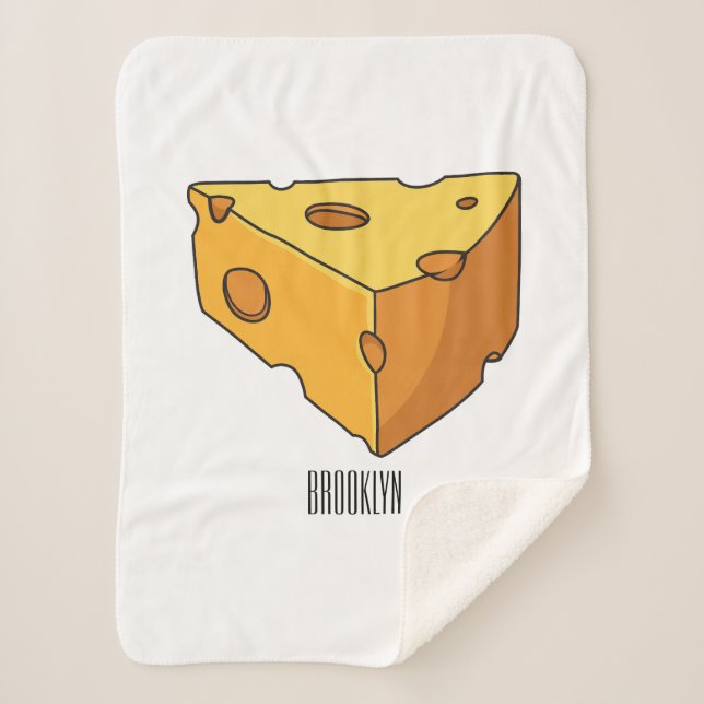 Cheese cartoon illustration sherpa blanket (Front)