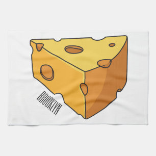Cheese cartoon illustration tea towel