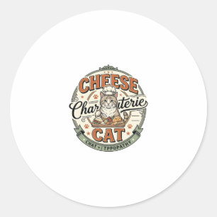 Cheese Charcuterie Cat Cheese Charcuterie Cat Vint Classic Round Sticker