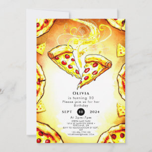 Cheese Children's Pizza Birthday Invitation