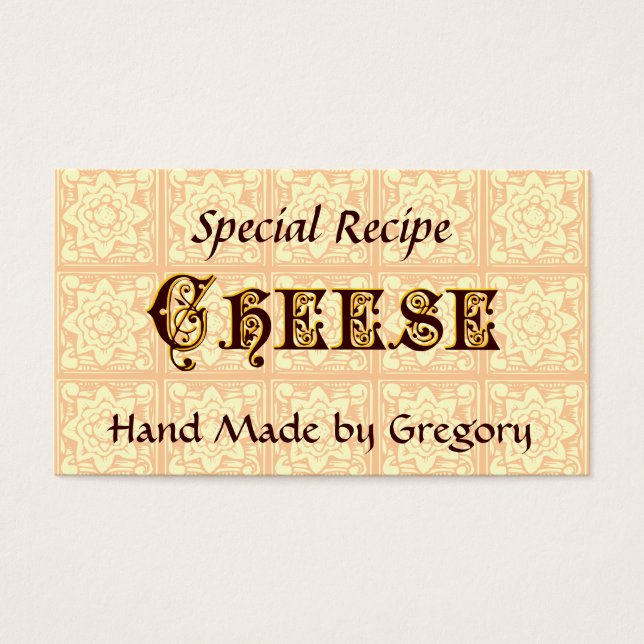 Cheese Custom Recipe Tag Vintage Art (Front)