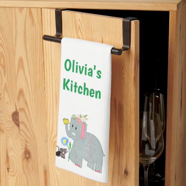 Cheese Elephant Mouse Kitchen Hand Towel (Thirds Fold)