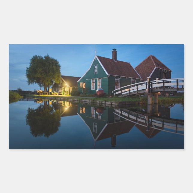 Cheese farm house at twilight in Holland Rectangular Sticker (Front)
