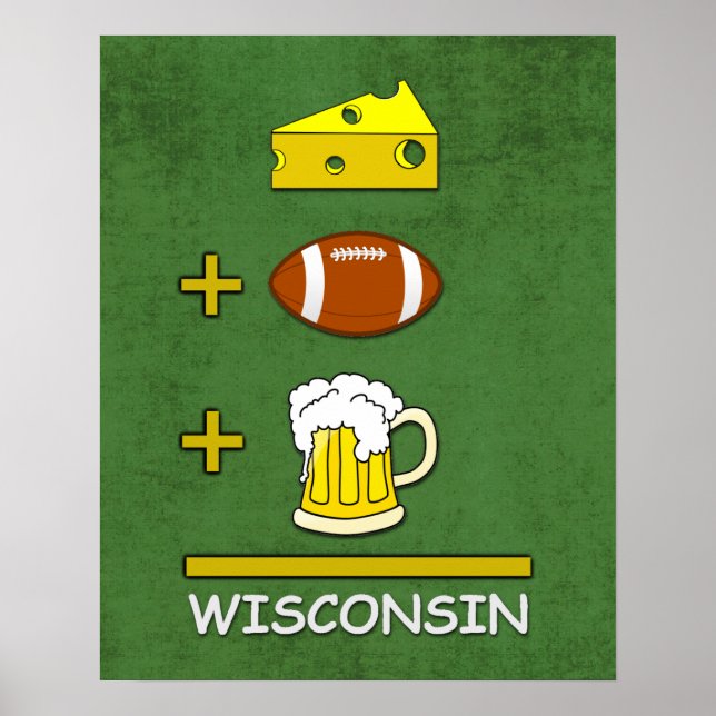 Cheese Football Beer Wisconsin Funny Math Poster (Front)