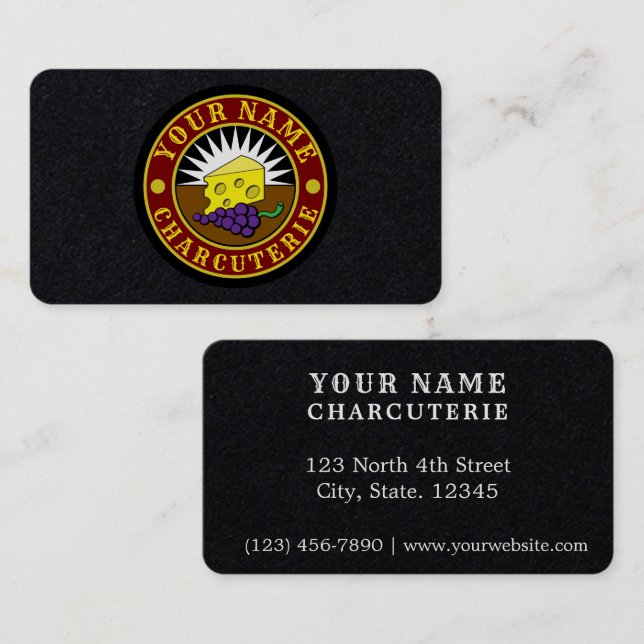 Cheese & Grapes Charcuterie Logo Template Business Card (Front/Back)