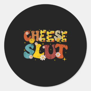 Cheese Groovy Sarcastic Funny Saying Christmas Classic Round Sticker