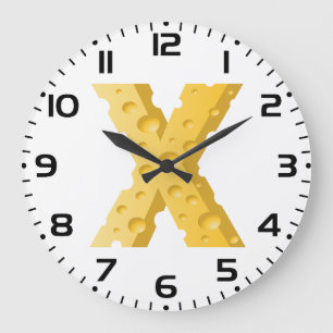 Cheese Letter X Typography Large Clock