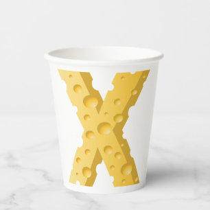Cheese Letter X Typography Paper Cups