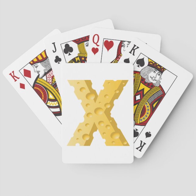 Cheese Letter X Typography Playing Cards (Back)
