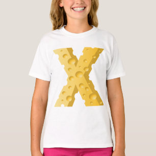 Cheese Letter X Typography T-Shirt