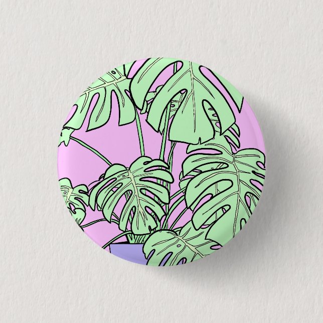 Cheese plant badge, pin, button, palnt lover pin (Front)