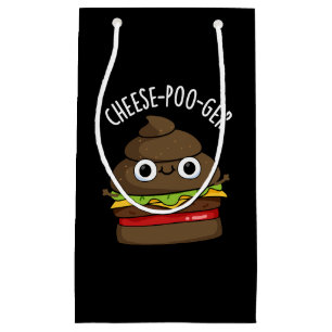 Cheese-poo-ger Funny Poop Pun Dark BG Small Gift Bag