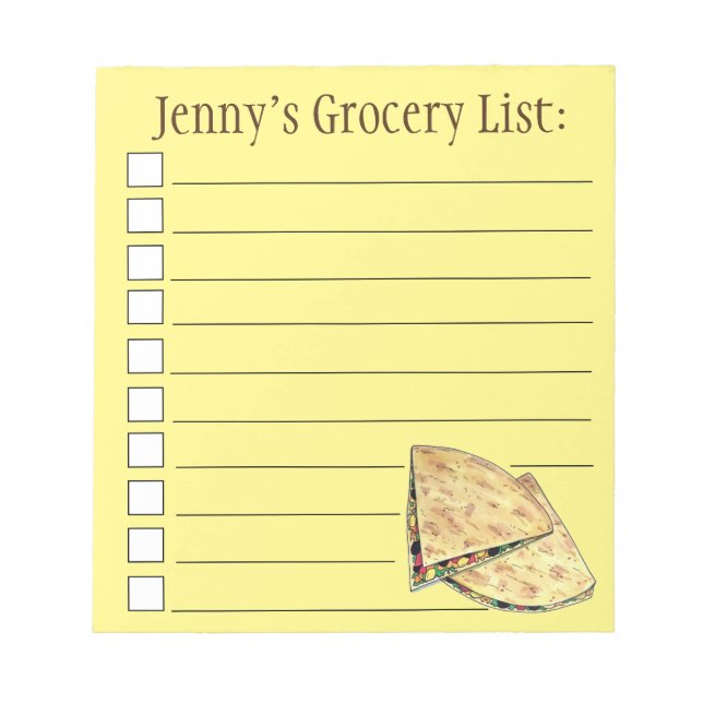 Cheese Quesadillas Mexican Food Appetizer Notepad (Front)