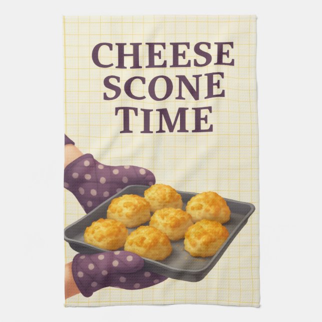 Cheese Scone Time — Kitchen Tea Towel (Vertical)