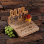 Cheese Set: Knives & Etched Bamboo Cutting Board