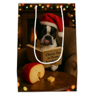 Cheese Tax Christmas gift bag - Boston Terrier